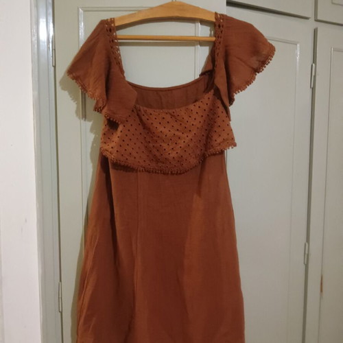 Short-sleeve dress, size Large, cotton linen