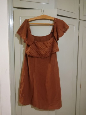 Short-sleeve dress, size Large, cotton linen