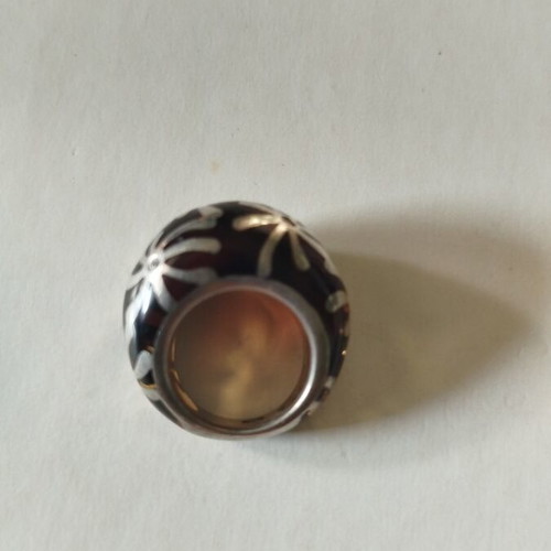Dome ring plique a jour silver 925 with dark Bordeaux crystal, like new
