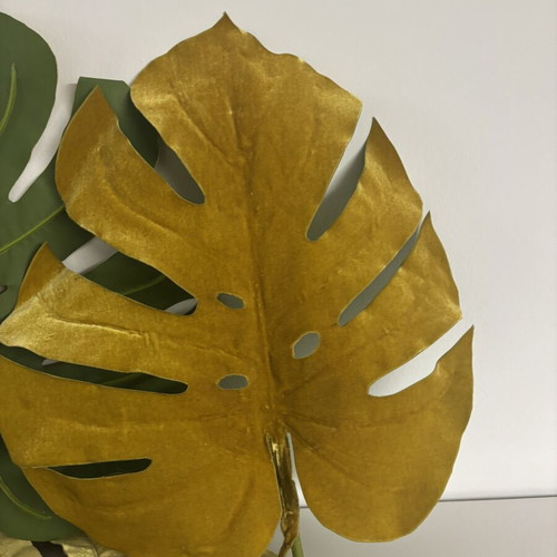 Monstera artificial leaves set of 6, 45cm, like new, velvet texture