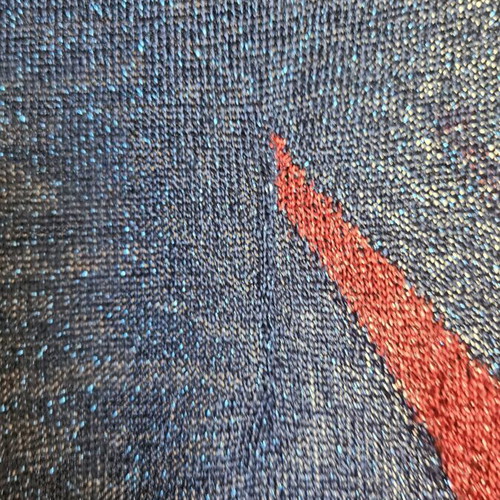 Nassos Ntotsikas knitted evening dress like new, mini, blue and red, size S/M