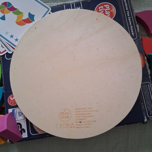 Wooden puzzle for ages 3+ used with cards and box