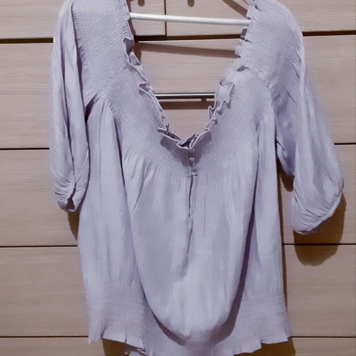 Zara off-shoulder top large/xlarge, like new, lilac cotton