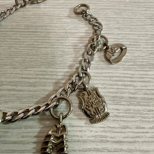 Bracelet with Armor of God religious charms, stainless steel, silver