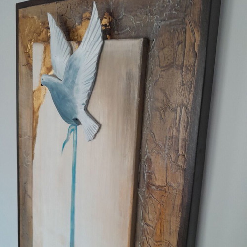 Mixed Media Art Painting New 110x40 cm