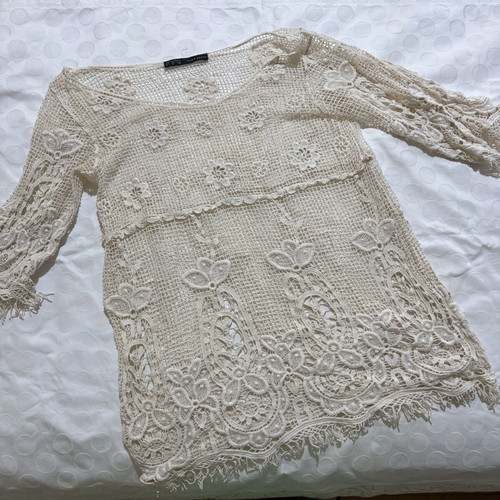 Zara embroidered blouse beige size M used