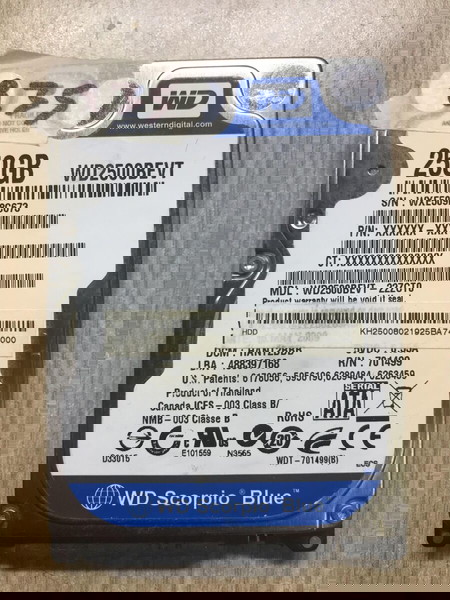 WESTERN DIGITAL 250GB WD2500BEVT SCORPIO BLUE SATA