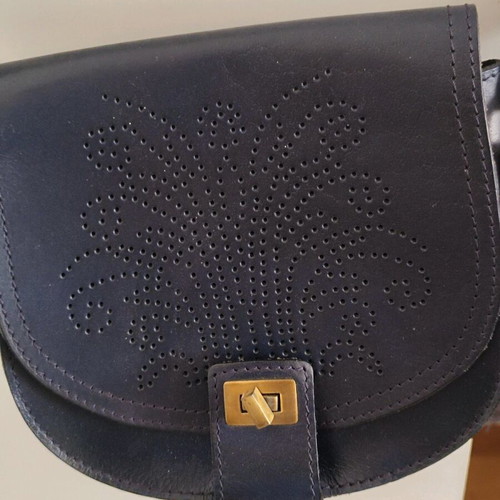 Zara blue leather shoulder bag like new with perforated design