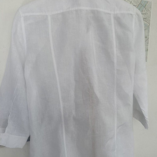 Oxford Company long women's linen shirt, white, size L