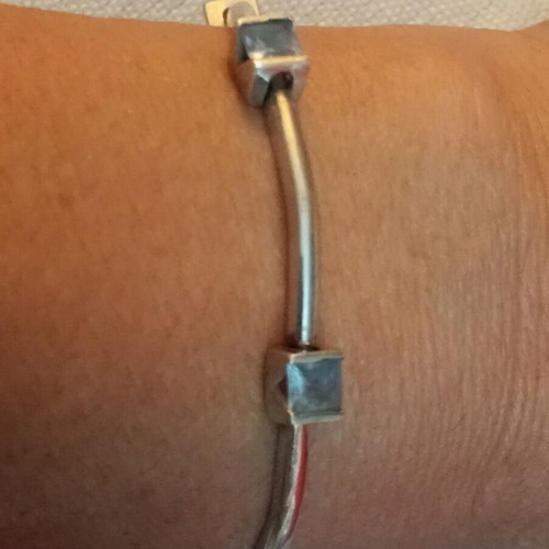 Silver 925 bracelet with blue zircon, used, wrist size 17.5cm