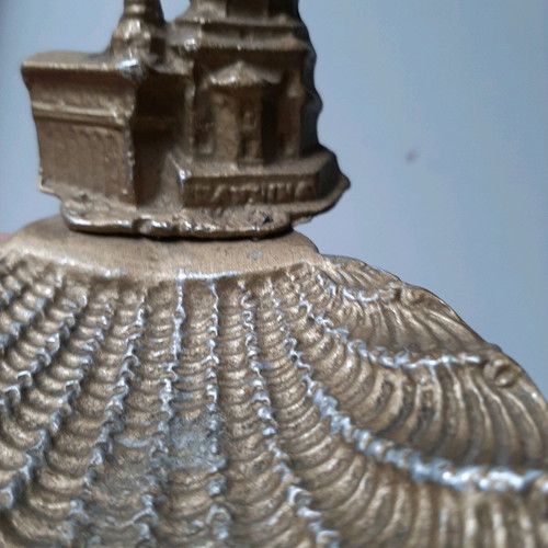 Metal ashtray Ioannina used, shell shape with Ali Pasha palace