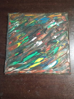 Handmade oil painting 20x20 cm with embossed design new