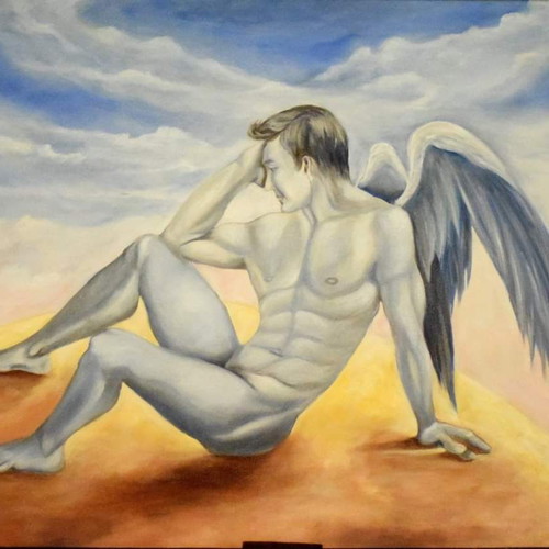 Oil painting on canvas 70x90 cm "Earthy Angel" new