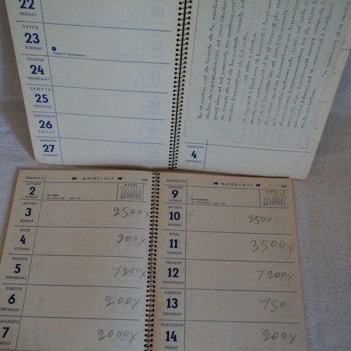 Saliveros Desk Calendars used, set of 6 from 1961-73