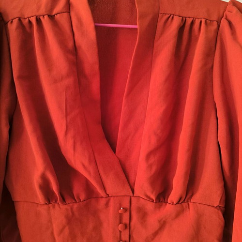 Shein women's long-sleeve crop top new, orange brick color