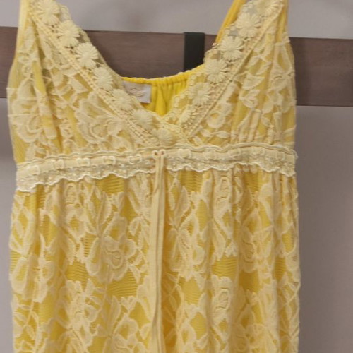 Zic Zac blouse used, yellow with lace, size M