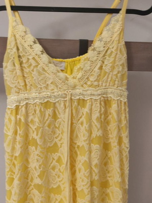Zic Zac blouse used, yellow with lace, size M