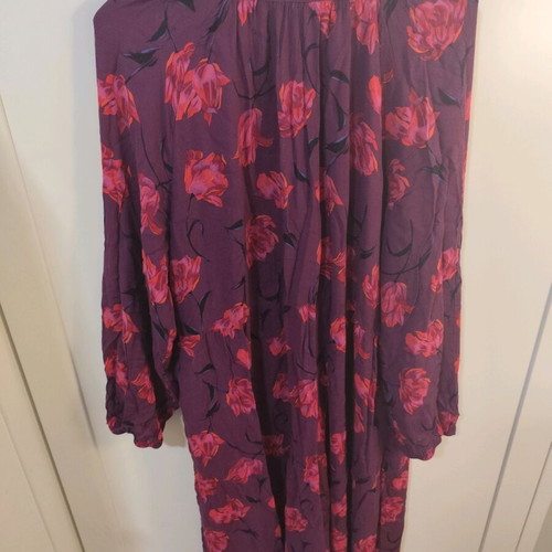 Printed long dress with pockets, purple floral, like new