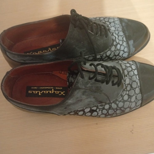 Haralas Vintage men's leather shoes, black Oxford Derby