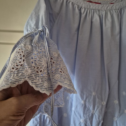 Cotton blouse with lace S.Oliver like new, white and blue