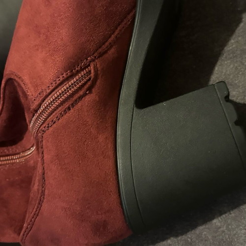Over-the-knee boots used, burgundy suede, size 41