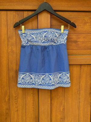 Benetton tube top size S like new, blue and white cotton
