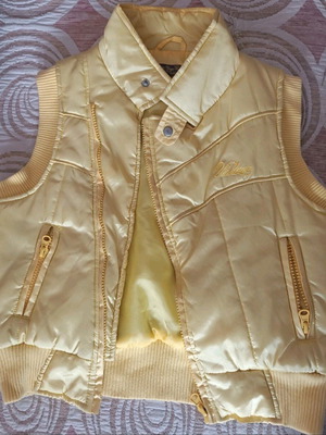 Unique Borboleta sleeveless jacket like new, yellow, ages 12-14