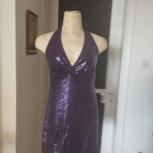 Ysatis mini dress used, purple with sequins, size M