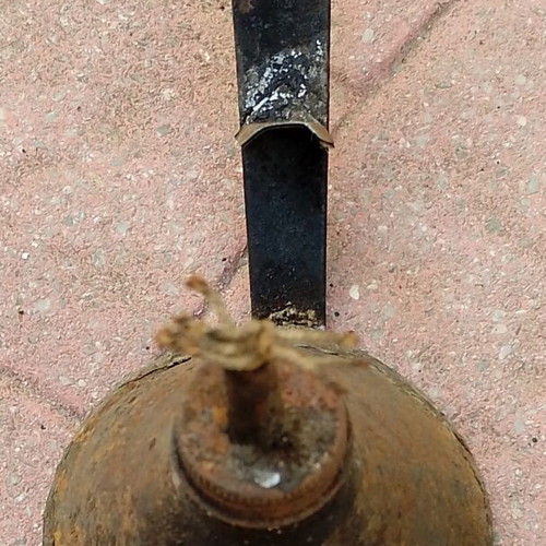 Vintage wall-hanging oil lamp used, rustic decoration