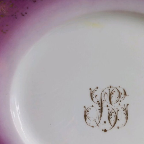 Serving set for 6 French porcelain with monogram like new
