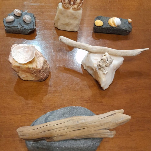 Stone and shell construction new, ring or earring holder