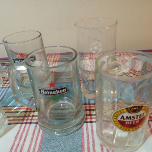 Beer glasses used, set of 5 pieces