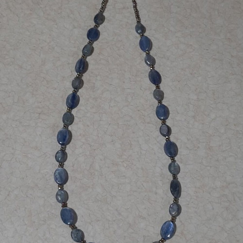 Necklace with kyanite and hematite in 925 silver new