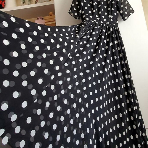 Polka Dot Long Dress new, size S, black