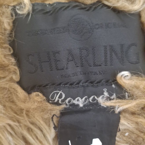 Vintage Rococo Shearling Mouton Jacket used, beige, made in Italy