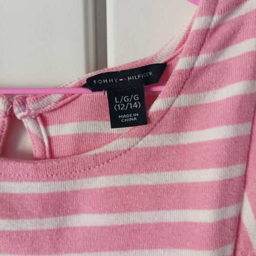 Tommy Hilfiger cotton dress for girl 12-14 years like new, white and pink