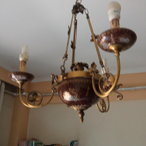 Vintage ceiling light used with 3 bulbs, bronze finish