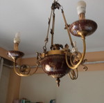 Vintage ceiling light used with 3 bulbs, bronze finish