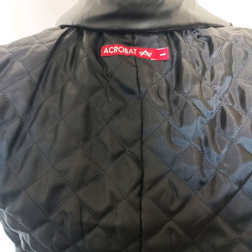 Acrobat 90s Vintage Velvet Coat with Leather Collar and Lining New Black