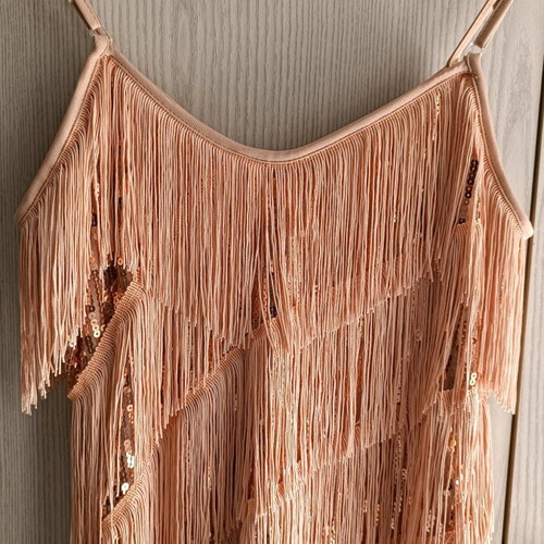 Shein dress with fringes pink like new, size S