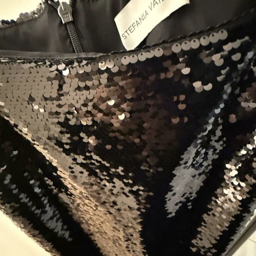 Black dress Stefania Vaidani new, sequin with side cutouts, size M