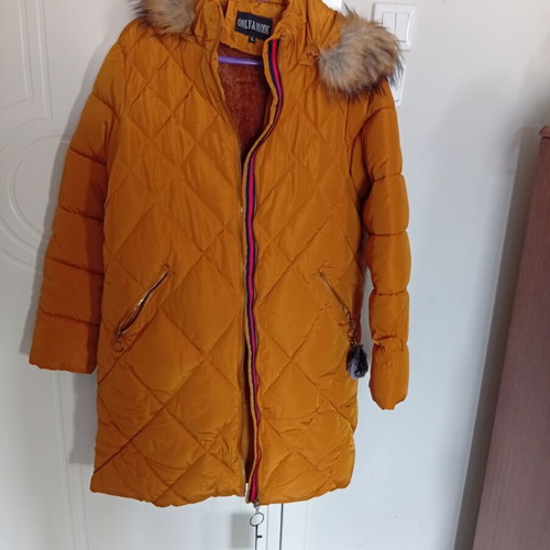 Women's jacket new XL mustard with fur lining