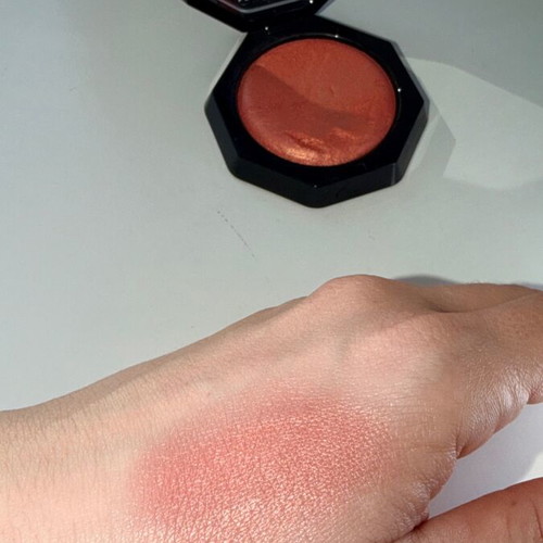 Fenty Beauty blush highlighter used, peach coral orange shimmer