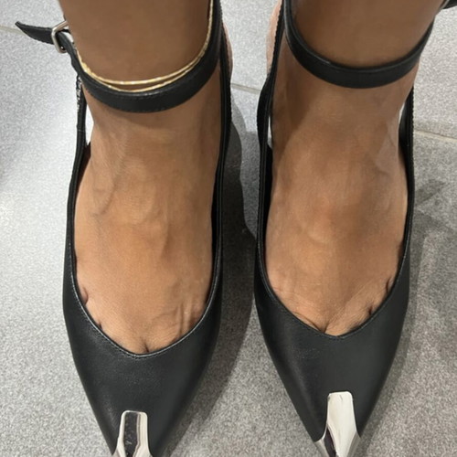 Karl Lagerfeld ballerinas like new, leather, black-silver, size 36