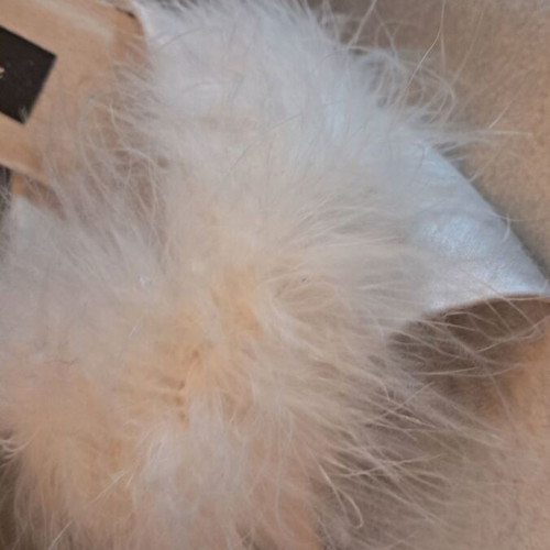 Satin bridal slippers with feathers and heel new size 40
