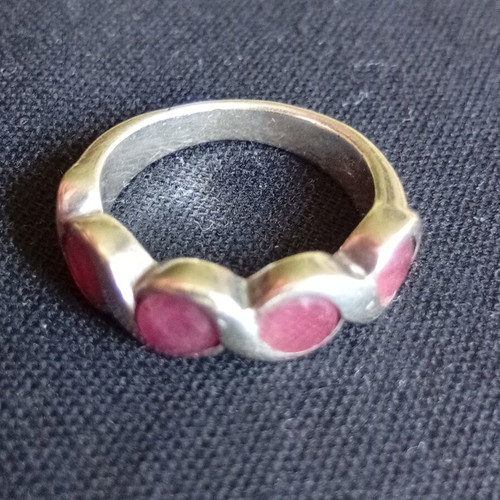 Silver ring 925 with natural rubies, used