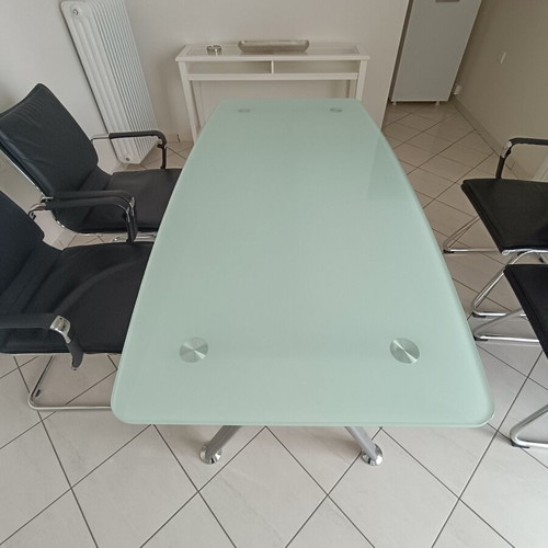 Work Convention Desk 160 x 80 with 4 Elegant II Visitor Chairs, new