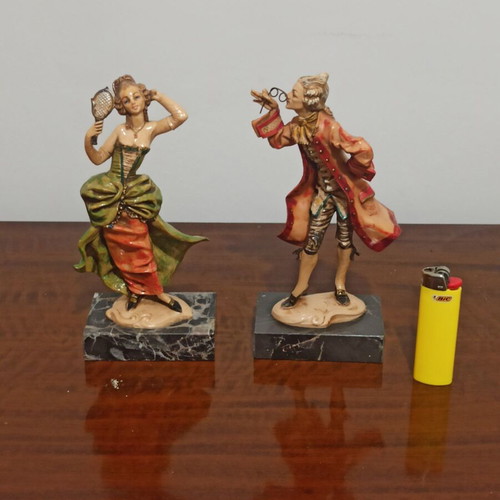 Italian decorative figures like new with Carrara marble base
