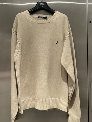 Cotton knit Nautica sweater beige, like new, wide fit, size L