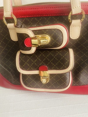 La Tour Eiffel Paris women's handbag, brown and red